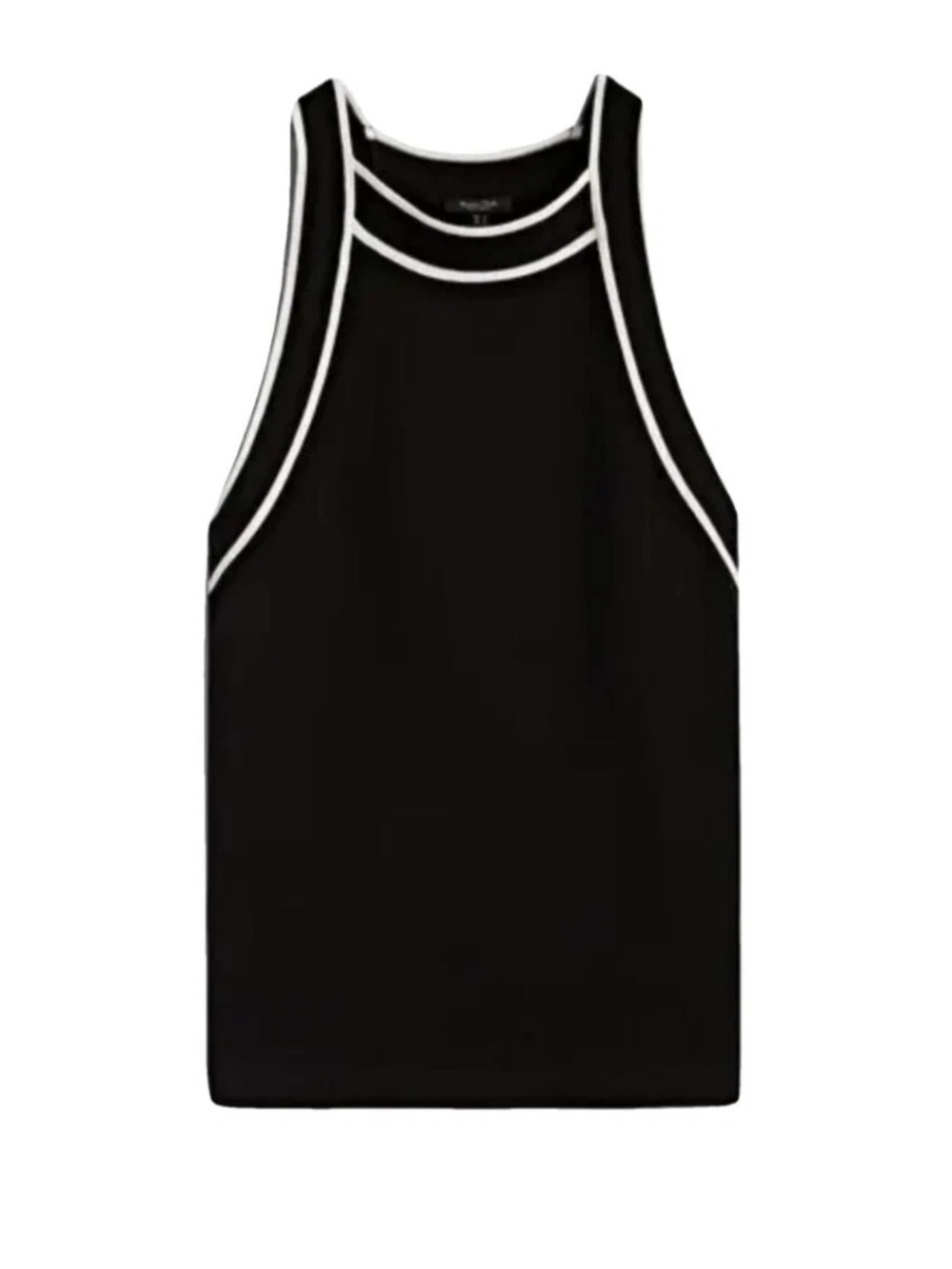 Massimo Dutti Black Knit Tank with White Trim